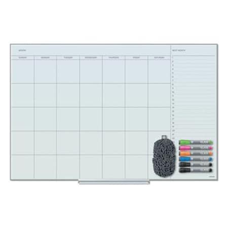 Paperperfect UBrands UBR Floating Glass Calendar Dry Erase Board  White PA3213507